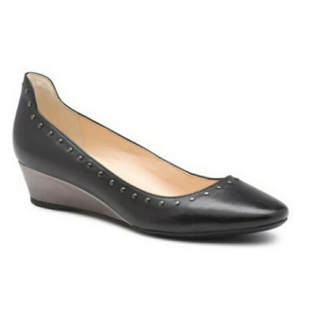 New Karl Lagerfield Leather Berdine Studded Wedge
